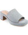 Journee Collection Bessa Block Heel Slide Sandal In Light Denim