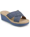 Journee Collection Women's Biara Crisscross Platform Wedge Sandals In Denim