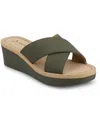 Journee Collection Women's Biara Crisscross Platform Wedge Sandals In Olive