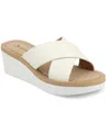 Journee Collection Women's Biara Crisscross Platform Wedge Sandals In White