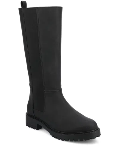 Journee Collection Women's Brandi Lug Sole Extra Wide Calf Knee High Boots In Black