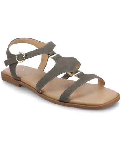 Journee Collection Briley Flat Sandal In Gray