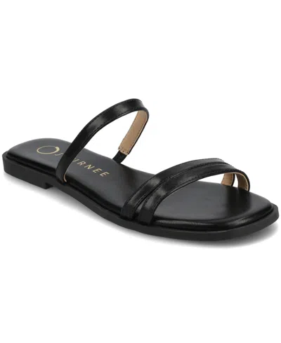 JOURNEE COLLECTION WOMEN'S BRISA MULTI STRAP SLIP ON FLAT SANDALS