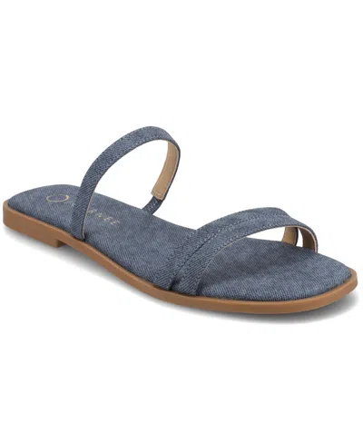 JOURNEE COLLECTION WOMEN'S BRISA MULTI STRAP SLIP ON FLAT SANDALS