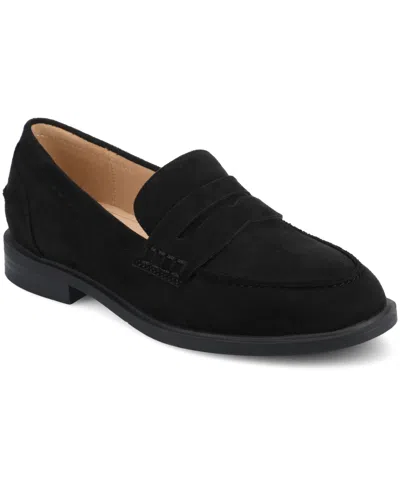 Journee Collection Women's Brooks Block Heel Comfort Penny Loafers In Black