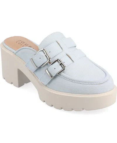 Journee Collection Women's Brydie Platform Mules In Light Denim
