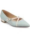 Journee Collection Women's Camby Crisscross Strap Pointed Toe Flats In Blue