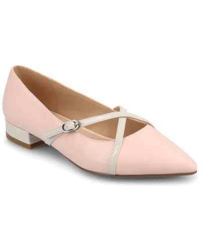 Journee Collection Women's Camby Crisscross Strap Pointed Toe Flats In Pink