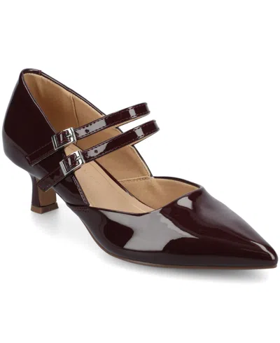 Journee Collection Carnation Kitten Heel Mary Jane Pump In Burgundy