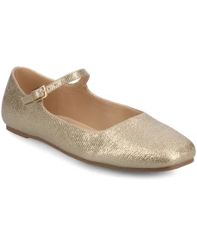 Journee Collection Women's Carrie Square Toe Mary Jane Flats In Gold