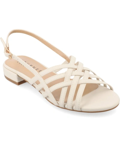 Journee Collection Women's Cassandra Woven Slingback Flat Sandals In Bone