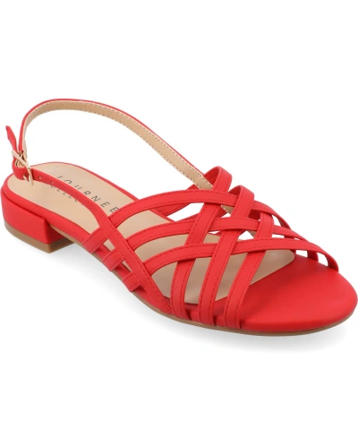 Journee Collection Women's Cassandra Woven Slingback Flat Sandals In Red