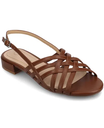 JOURNEE COLLECTION WOMEN'S CASSANDRA WOVEN SLINGBACK FLAT SANDALS