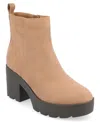 Journee Collection Women's Cassidy Platform Block Heel Lug Sole Booties In Beige