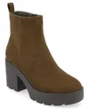 Journee Collection Womens Cassidy Block Heel Booties In Brown