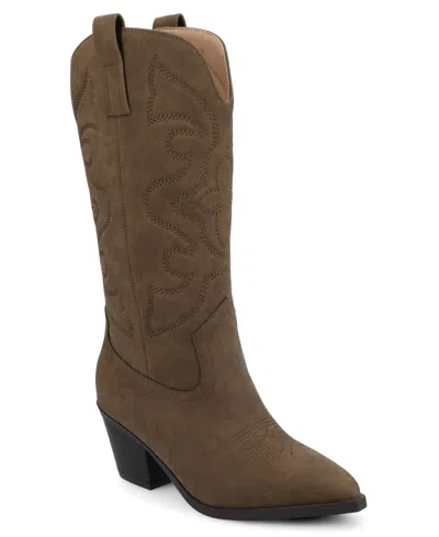Journee Collection Women's Chantry Pointed Toe Western Boots In Green