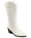 Journee Collection Womens Chantry Stacked Heel Dress Boots In White