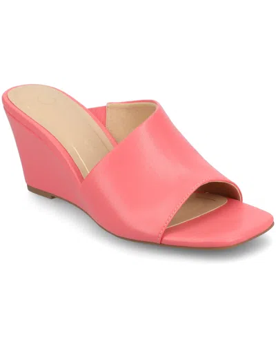 Journee Collection Women's Clementine D'orsay Slip-on Wedge Sandals In Coral