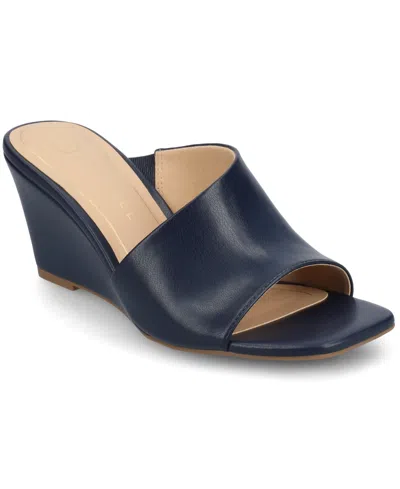 Journee Collection Women's Clementine D'orsay Slip-on Wedge Sandals In Navy
