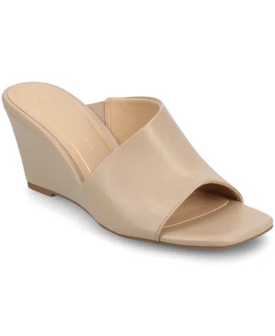 Journee Collection Women's Clementine D'orsay Slip-on Wedge Sandals In Taupe