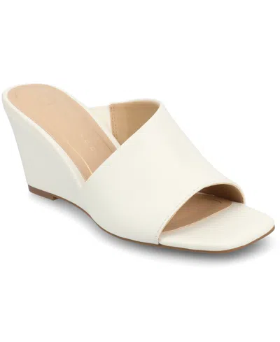 Journee Collection Women's Clementine D'orsay Slip-on Wedge Sandals In White