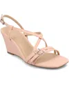 Journee Collection Journee Women's Clinne Wedge Sandals In Pink