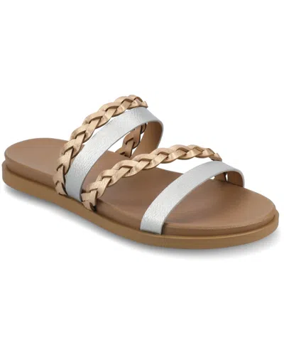 JOURNEE COLLECTION WOMEN'S COLETTE BRAIDED STRAPPY OPEN TOE FLAT SANDALS