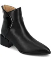 Journee Collection Women's Consuello Two Tone Pointed Toe Block Heel Booties In Patent,black