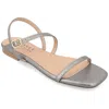 Journee Collection Crishell Snake-embossed Flat Sandal In Silver