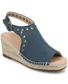 Journee Collection Women's Crisie Peep Toe Espadrille Wedge Sandals In Navy