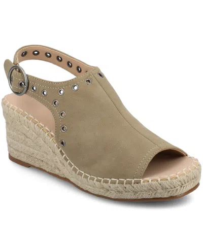 Journee Collection Women's Crisie Peep Toe Espadrille Wedge Sandals In Taupe
