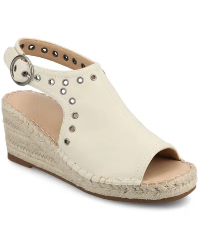 Journee Collection Women's Crisie Peep Toe Espadrille Wedge Sandals In White