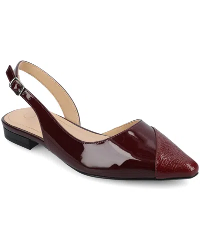 Journee Collection Women's Daphnne Pointed Toe Slingback Flats In Burgundy