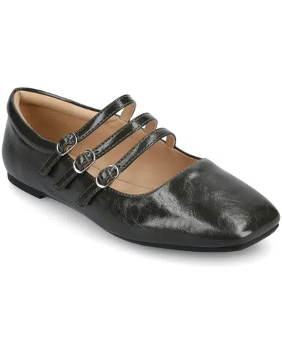 Journee Collection Women's Darlin Multi Strap Mary Jane Square Toe Flats
