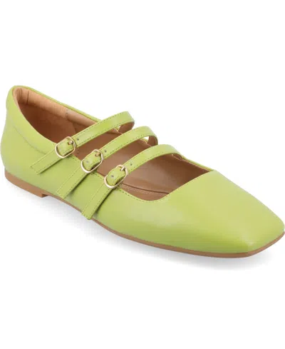 Journee Collection Women's Darlin Tru Comfort Foam Multi Strap Square Toe Flats In Green