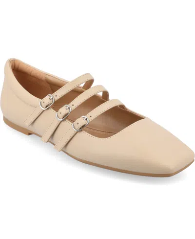 Journee Collection Women's Darlin Tru Comfort Foam Multi Strap Square Toe Flats In Nude