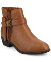 Journee Collection Journee Womens Devina Medium And Wide Width Buckle Detail Ankle Booties In Brown
