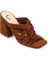 Journee Collection Dorisa Womens Round Open Toe Block Heel Pumps In Brown