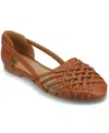 Journee Collection Women's Ekko Woven Round Toe Flats In Cognac