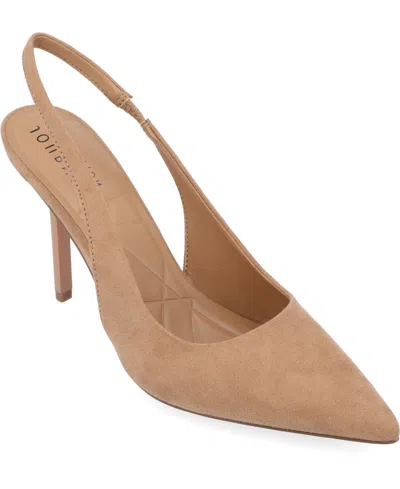 Journee Collection Women's Elenney Pointed Toe Slingback Pumps In Brown