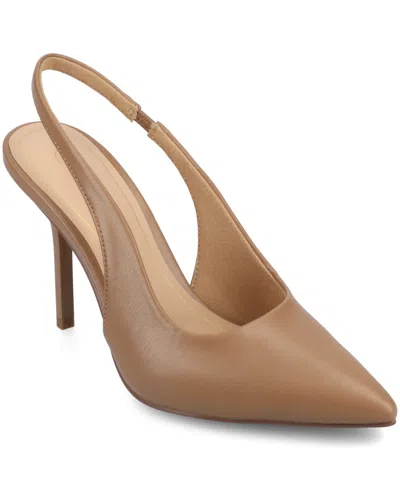 Journee Collection Women's Elenney Pointed Toe Slingback Pumps In Brown