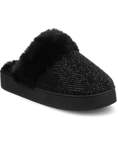 Journee Collection Women's Emmber Rhinestone Platform Slippers In Black