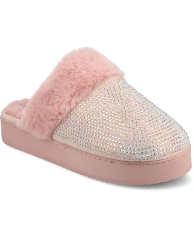 JOURNEE COLLECTION WOMEN'S EMMBER RHINESTONE PLATFORM SLIPPERS