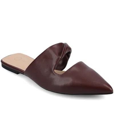 Journee Collection Women's Ennis Pointed Toe Mule Flats In Burgundy
