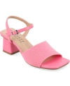 Journee Collection Knit Block Heel Sandal In Pink