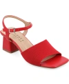 Journee Collection Knit Block Heel Sandal In Red