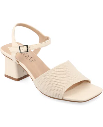 JOURNEE COLLECTION WOMEN'S EVYLINN KNIT BLOCK HEEL DRESS SANDALS