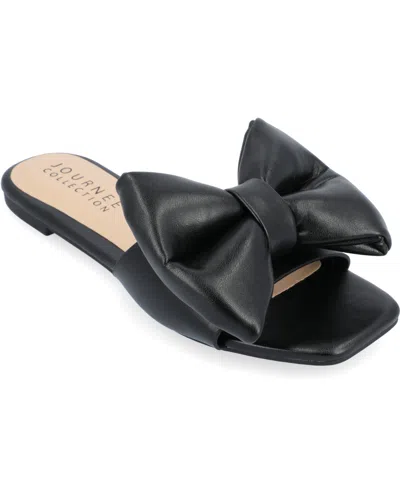 JOURNEE COLLECTION WOMEN'S FAYRE OVERSIZED BOW FLAT SANDALS