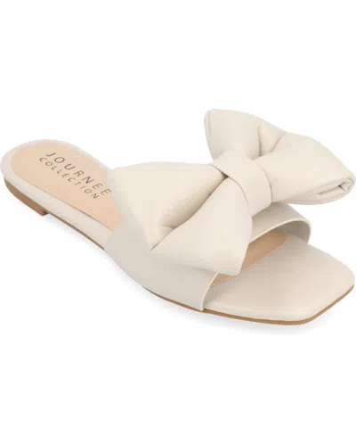 JOURNEE COLLECTION WOMEN'S FAYRE WIDE WIDTH OVERSIZED BOW SLIP ON FLAT SANDALS