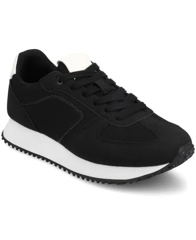 Journee Collection Women's Flow Lace Up Jogger Sneakers In Black
